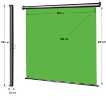 Фон ролет на стіну Visico RB-1820 Chroma Key Screen зелений (1,8x2м) 2